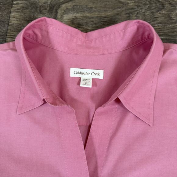 Coldwater Creek 100% Cotton Pink Long Sleeve Button-Up Tunic Size 3X - Picture 6 of 12